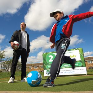 Football on footgolf course green