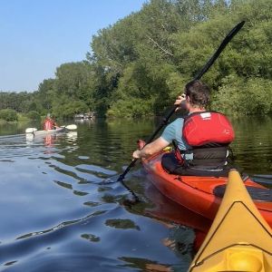 Kayaks on river