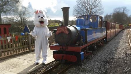 Easter Bunny by the Easter Express train