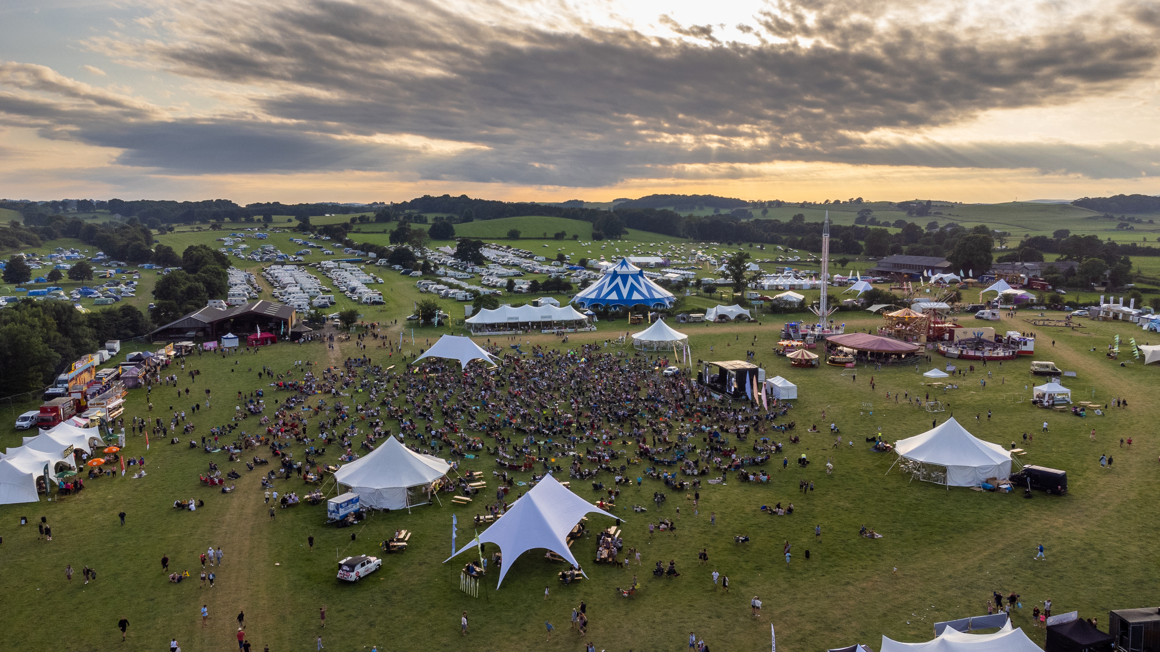 Drone view of yorkshire dales food and drink festival