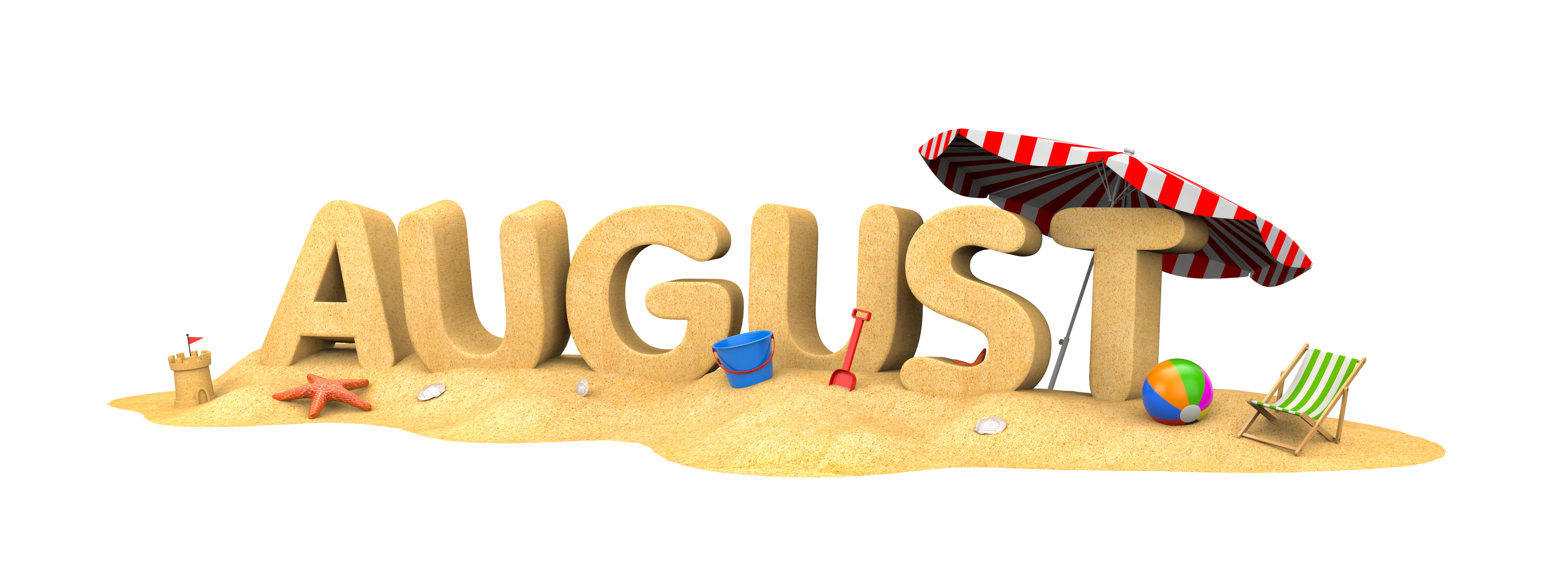 August logo in a beach scene