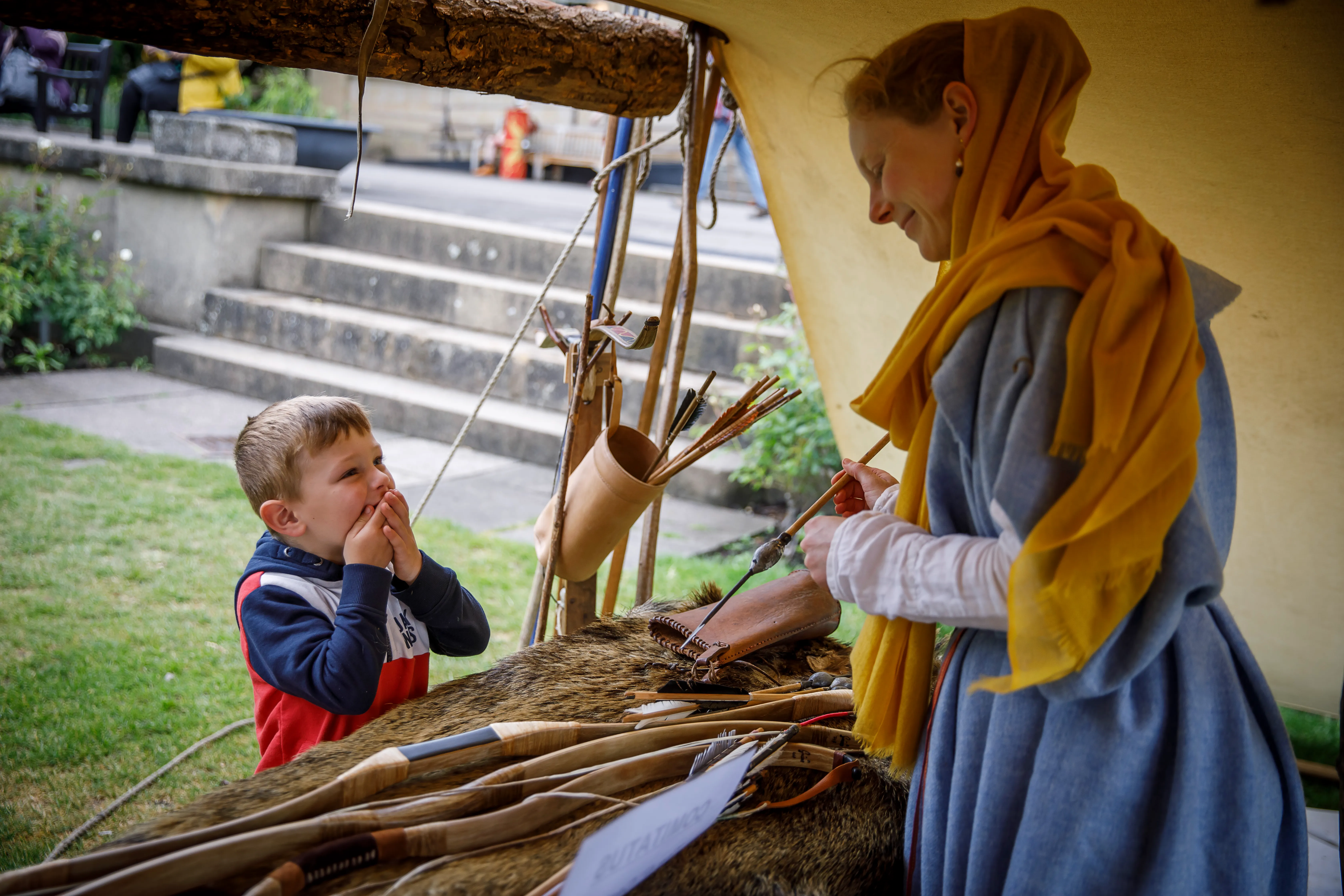 Roman -re-enactor in the living histroy camp at the York Roman Festival