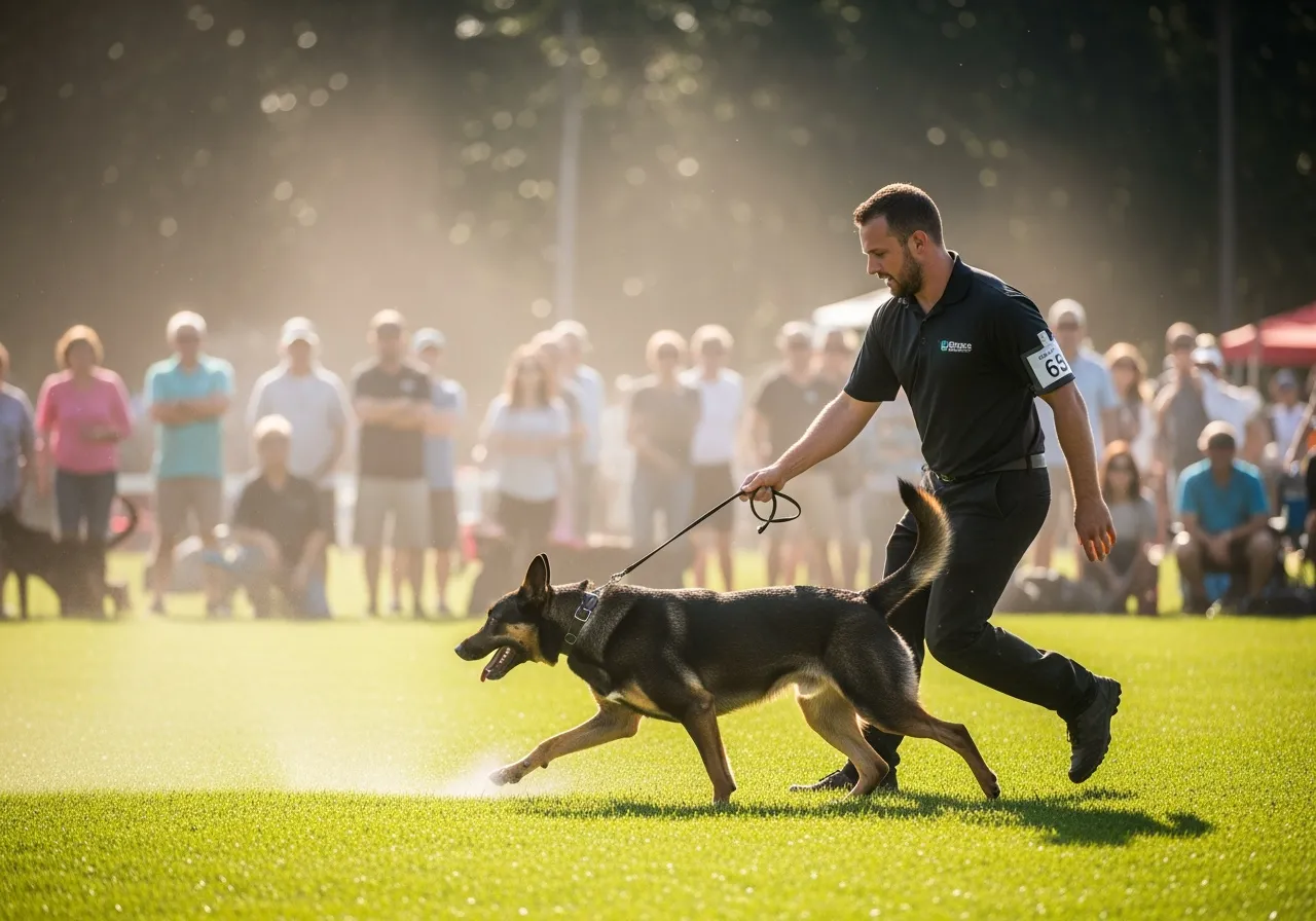 HAndler with a dog at Dogfest help at HArewood house in September