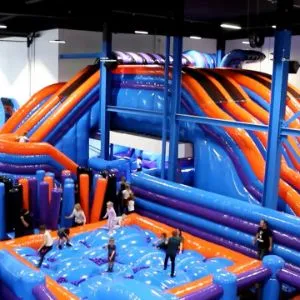 girl bouncing at a trampoline park
