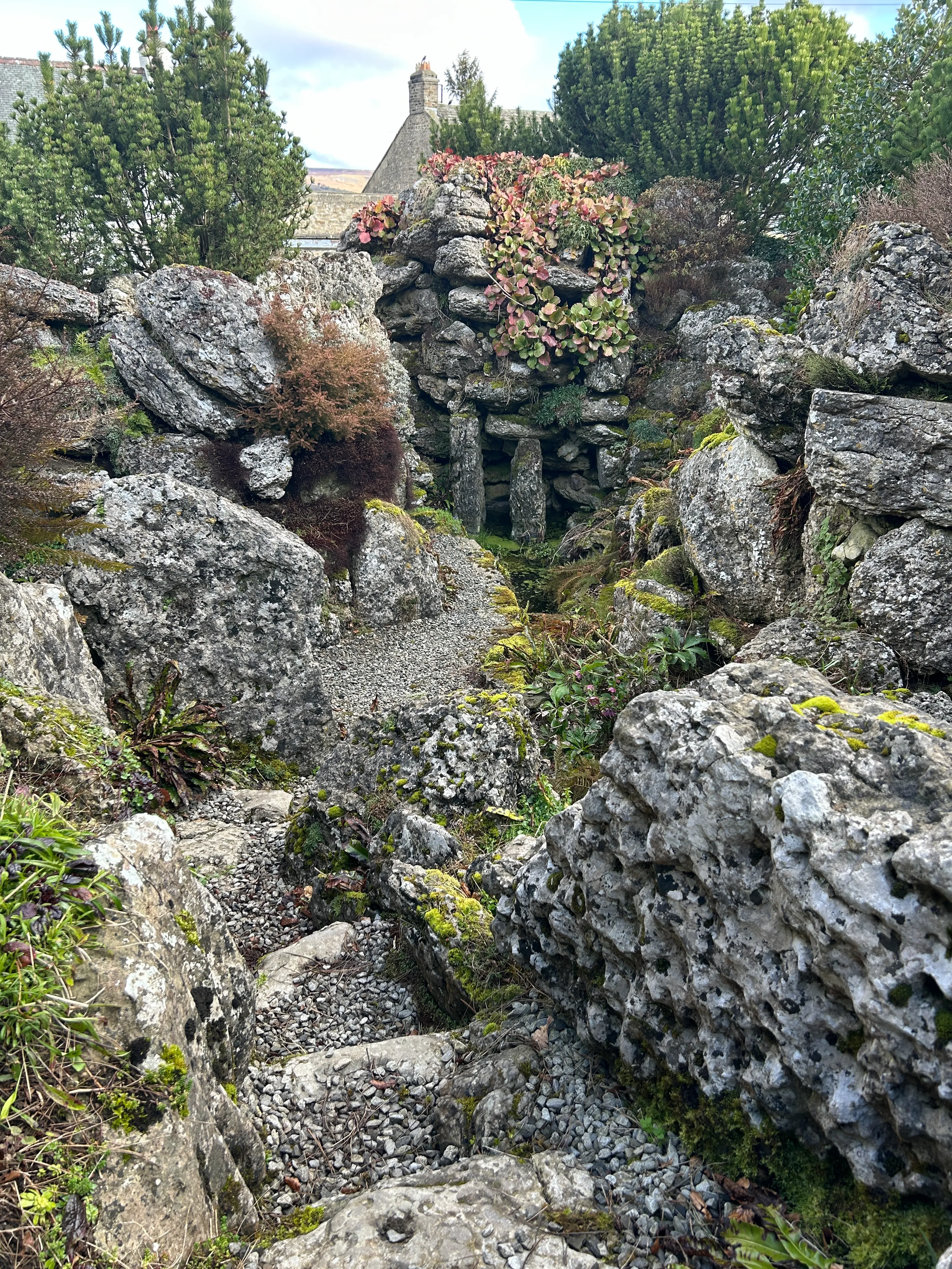 steps, rocks and pathways in the rock garden