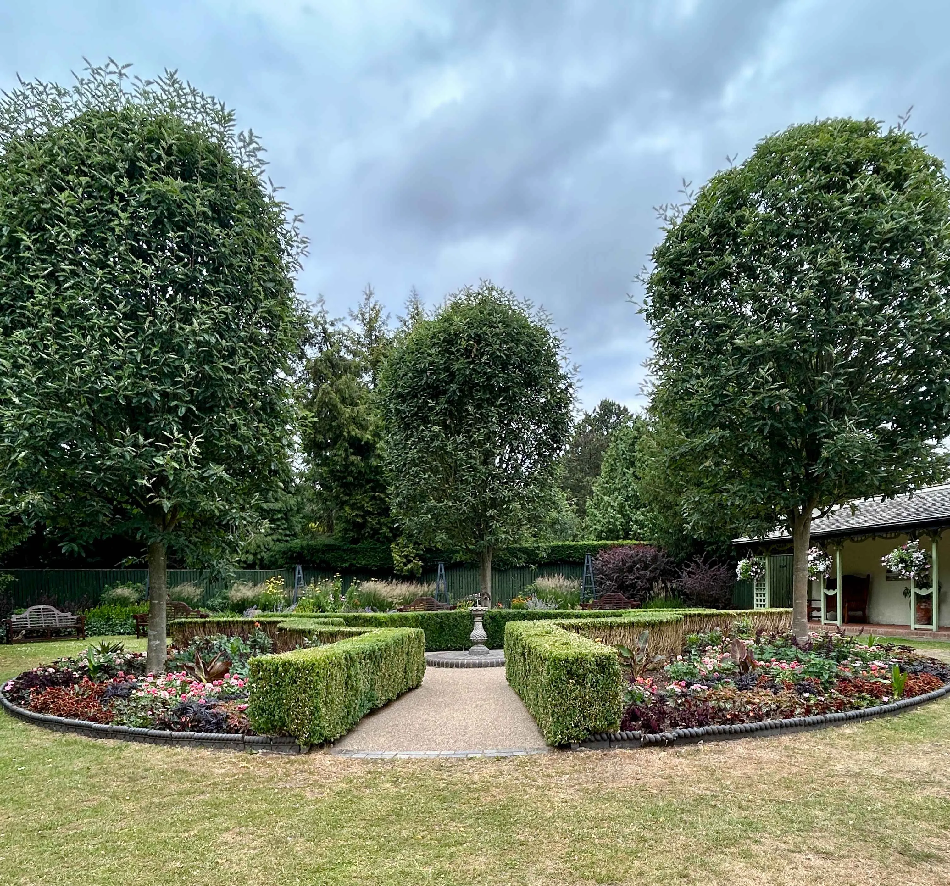 Burnby Hall Aviary Garden with restored Edwardian Summerhouse in the background