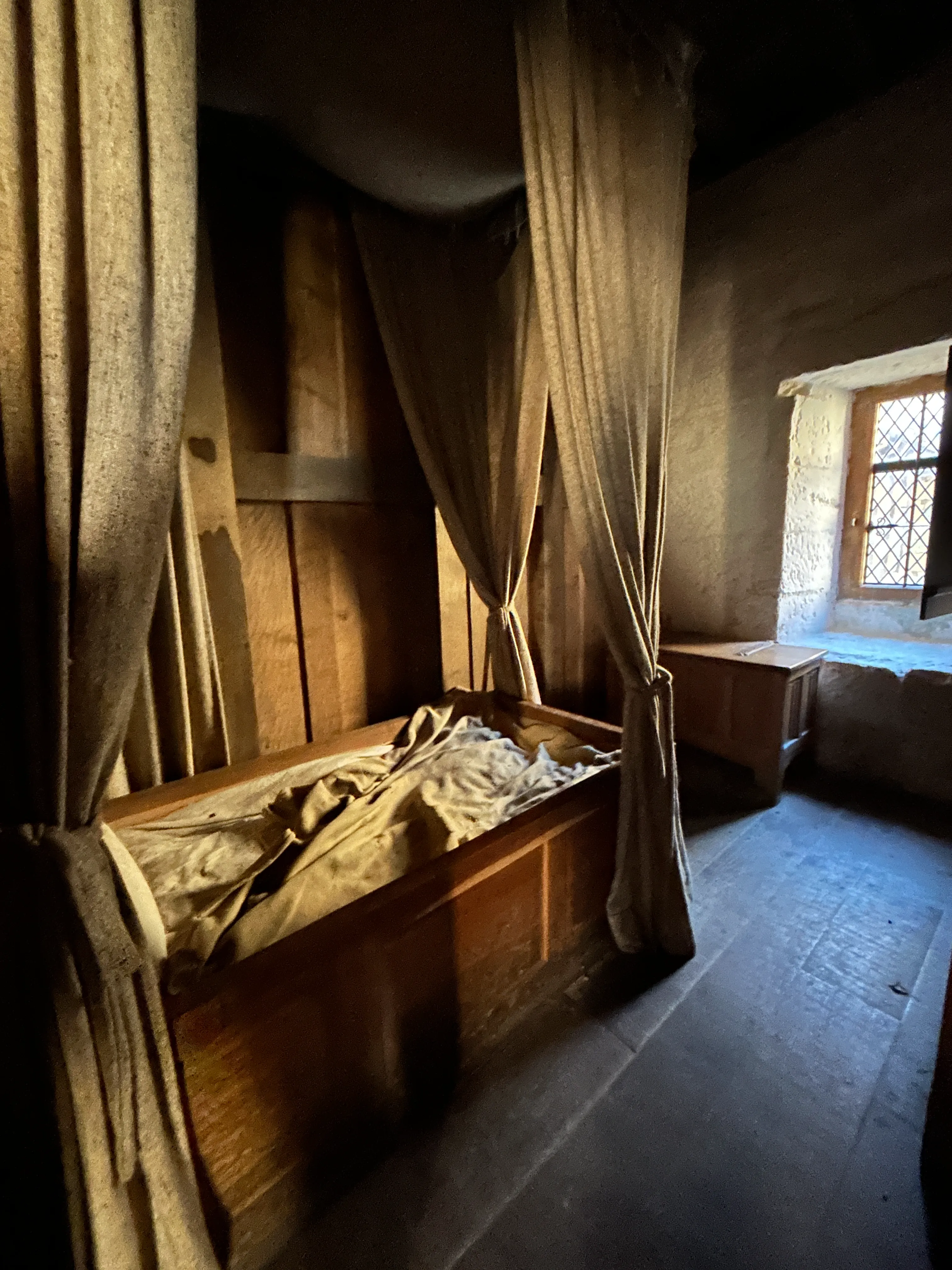 bed in the reconstructed monks cell