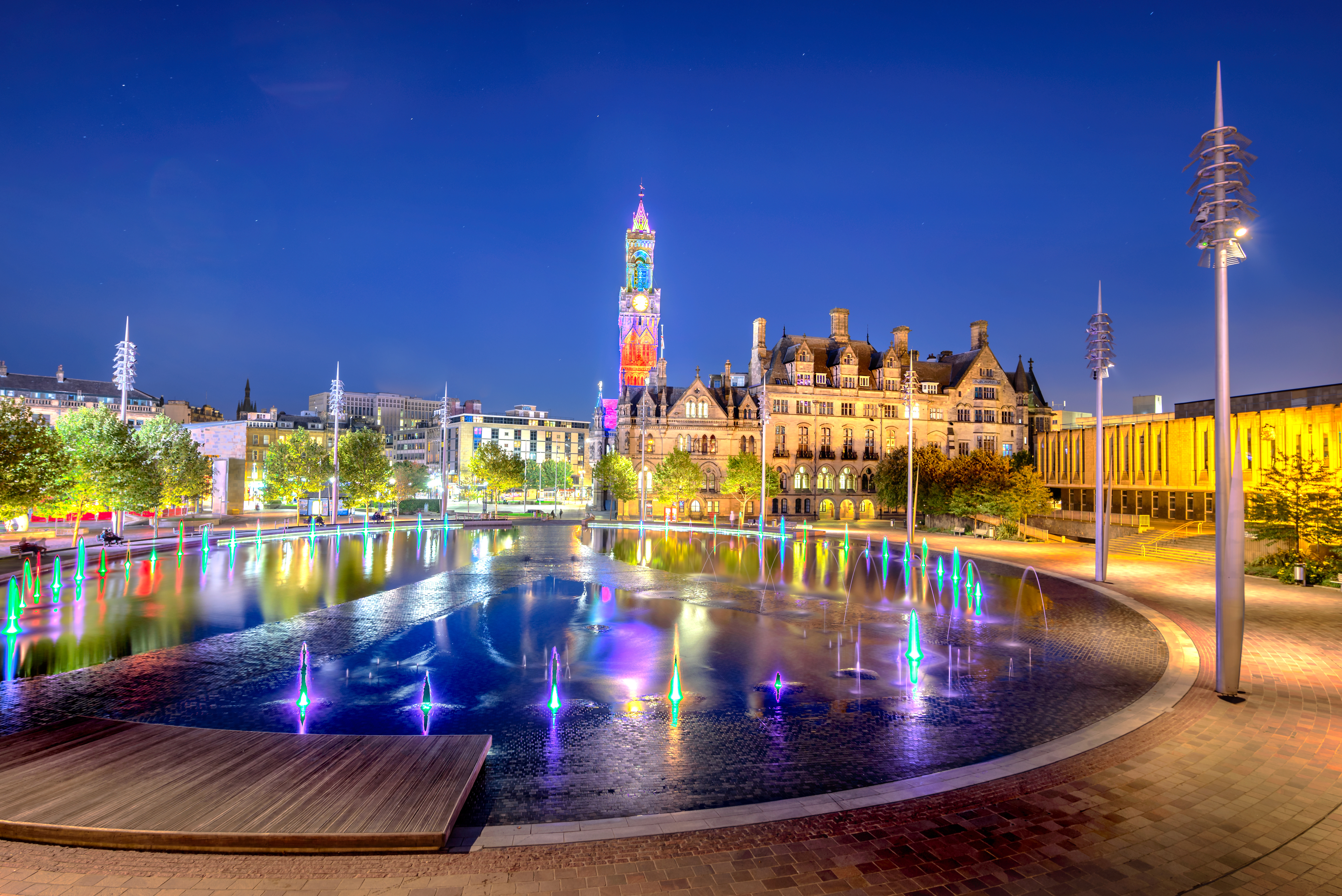 Bradford City Park at night