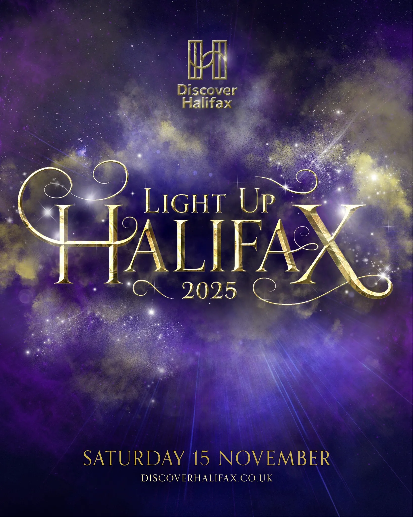 blue starry background with text - Light Up Halifax