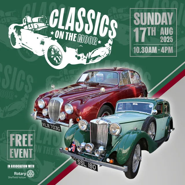 promo poster for classic cars on the moor in Sheffield