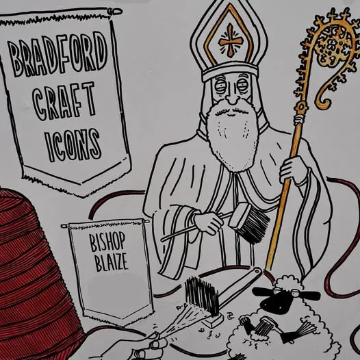 Line drawing of Bishop Blaise