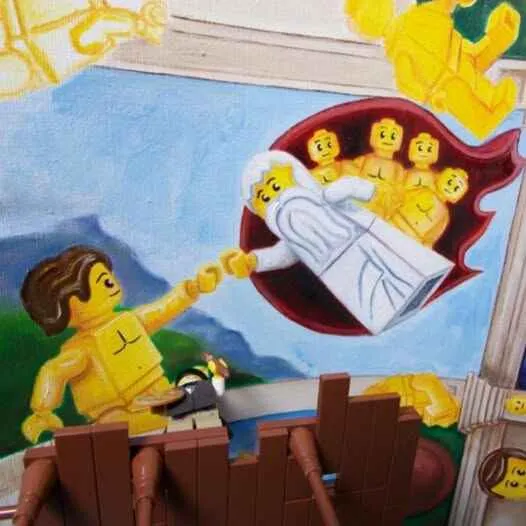 painting of cistine chapel in lego.