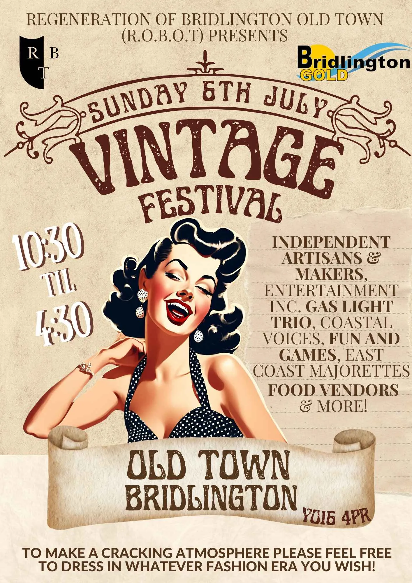 poster for Bridlington Vintage Fair in July