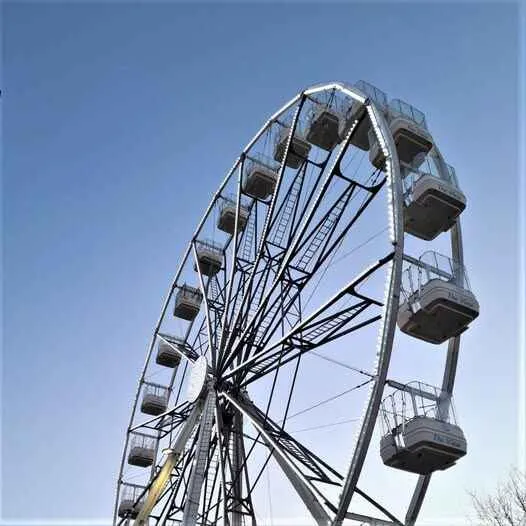 photo looking up at big wheel