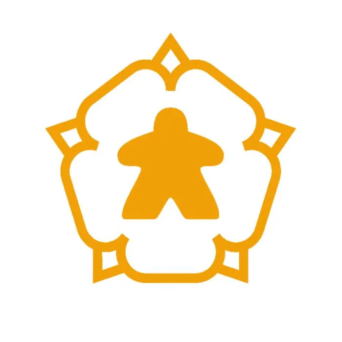 Outline of a Yorkshire Rose in orange with an orange figure inside, white background
